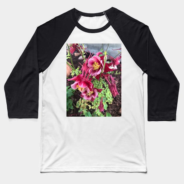 Red Flowers Baseball T-Shirt by DarkAngel1200